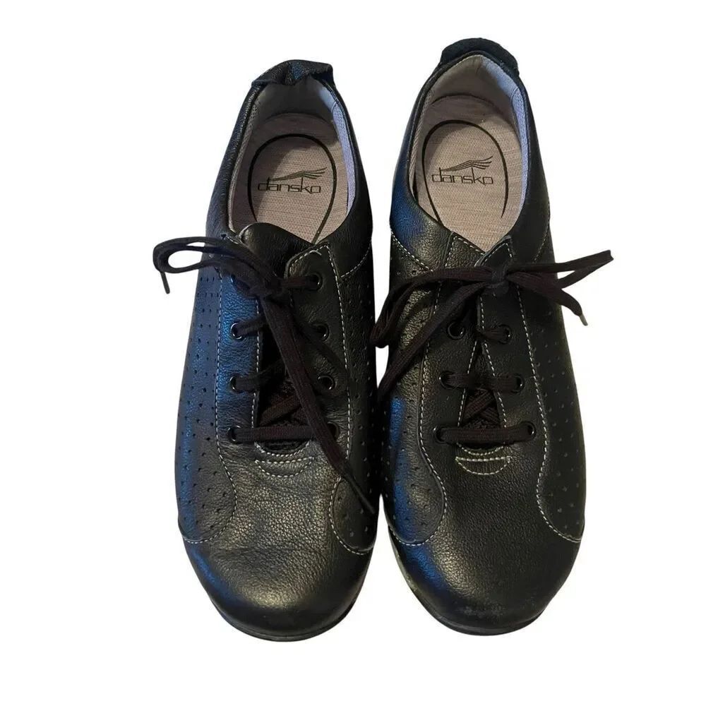 Dansko Womens Black Perforated Leather Lace Up Sneaker Shoes Size 40